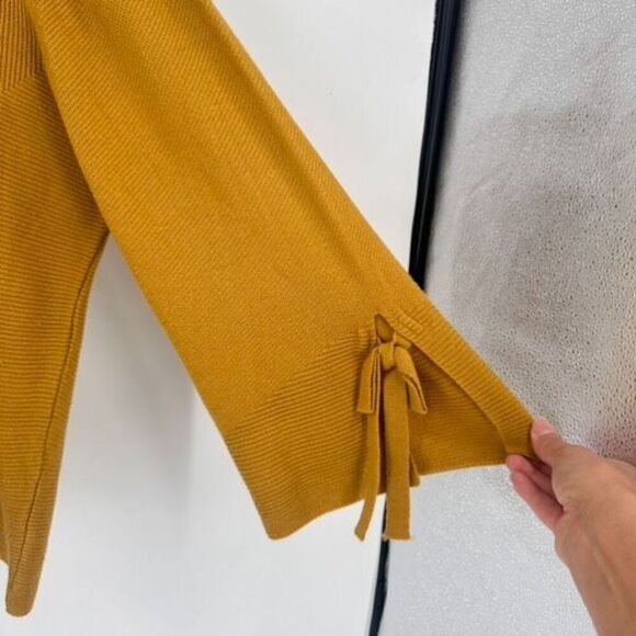 Cliche Women's Knit Wool Ribbed Neck‎ Long Sleeve Pullover Sweater Gold Large - Picture 2 of 10